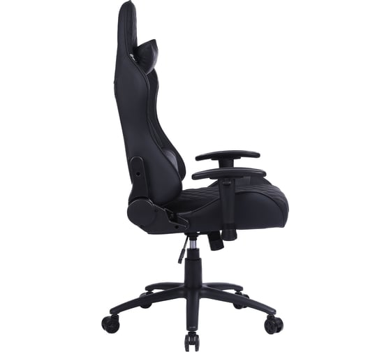 Игровое кресло CACTUS CS-CHR-030BL черный, экокожа, с подголовником, крестовина сталь 1660797