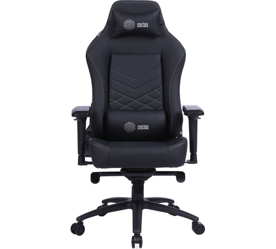 Игровое кресло CACTUS CS-CHR-0112BL черный, экокожа, с подголовником, крестовина сталь 1660796
