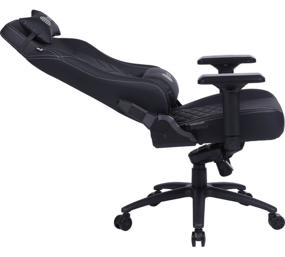Игровое кресло CACTUS CS-CHR-0112BL черный, экокожа, с подголовником, крестовина сталь 1660796