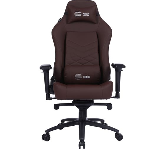 Игровое кресло CACTUS CS-CHR-0112BR коричневый, экокожа, с подголовником, крестовина сталь 1660795