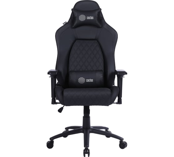 Игровое кресло CACTUS CS-CHR-130 черный, экокожа, с подголовником, крестовина сталь 1660828
