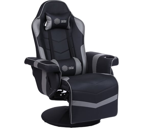 Игровое кресло CACTUS CS-CHR-GS200BLG черный/серый, подставка для ног 1660832