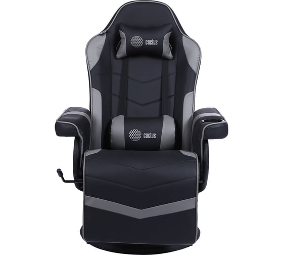 Игровое кресло CACTUS CS-CHR-GS200BLG черный/серый, подставка для ног 1660832