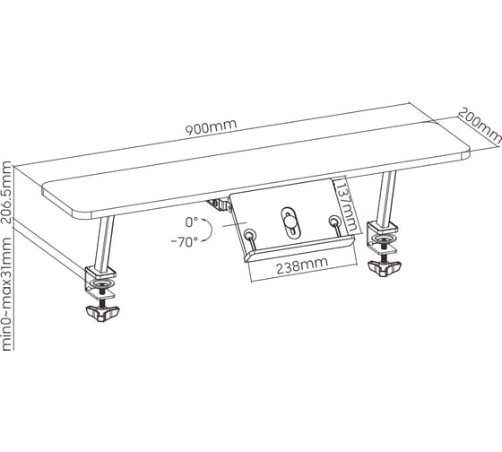 Полка для столов CACTUS CS-KD15-LGY  90x21.4x29.5 см, белый 1896011