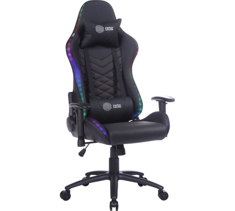 Игровое кресло CACTUS с RGB-подсветкой, черный/красный, экокожа, с подголовником, крестовина сталь 1660794