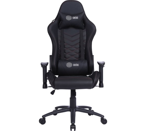 Игровое кресло CACTUS с RGB-подсветкой, черный/красный, экокожа, с подголовником, крестовина сталь 1660794