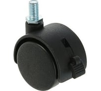 Мебельное колесо ТУНДРА d=40 мм, с футоркой, с тормозом, черный пластик 1874223
