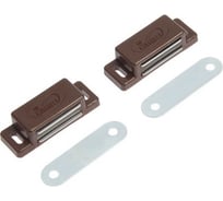 Мебельный магнит ТУНДРА M001BR, 41x13 мм, маленький, коричневый, 2 шт. 4244409