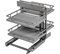 Волшебный уголок GTV MovixPro универсальный в модуль 900 мм, с двумя выдвижными корзинами с доводчиком, антрацит KO-WMC450-60