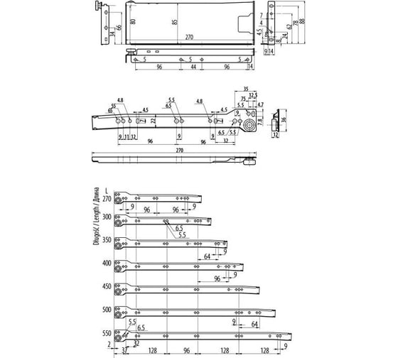Метабоксы GTV 54x450 мм, серые MP-054450-80