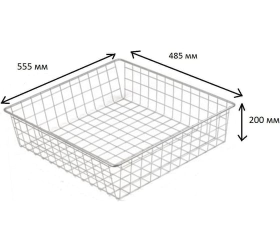 Выдвижная корзина GTV 60IV (555x485x200), в модуль 600 мм, белая, без направляющих KO-SR200-60-10
