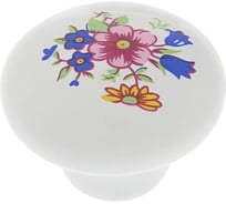 Ручка кнопка ТУНДРА FLOWER Ceramics 017, d=32, керамическая, белая 3609969