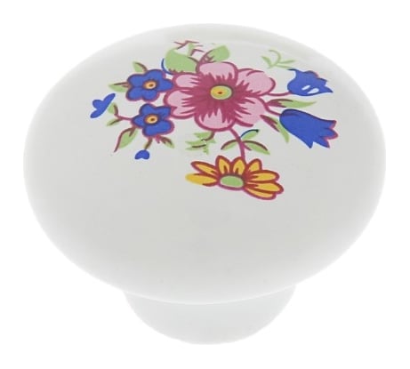 Ручка кнопка ТУНДРА FLOWER Ceramics 017, d=32, керамическая, белая 3609969