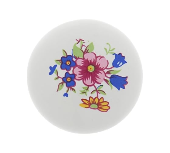 Ручка кнопка ТУНДРА FLOWER Ceramics 017, d=32, керамическая, белая 3609969