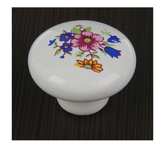 Ручка кнопка ТУНДРА FLOWER Ceramics 017, d=32, керамическая, белая 3609969