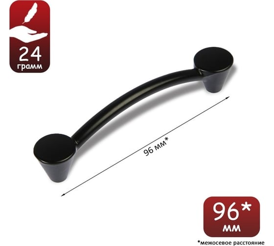 Ручка скоба ТУНДРА PC174BL, м/о 96 мм, цвет чёрный 3743610 1