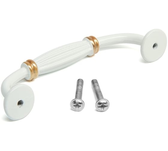 Ручка скоба ТУНДРА PC176BL LIGHT, м/о 96 мм, цвет белый с золотом 4676298