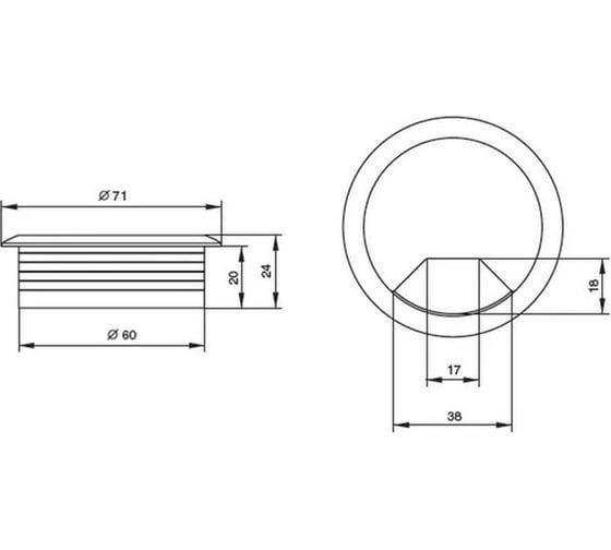 Заглушка Кабель-канала Mebax D 60мм серый 00-00002678