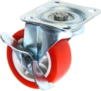 Мебельное колесо ТУНДРА d=65 мм, на площадке, с фиксатором, красное 2371565