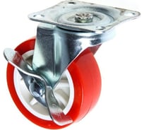 Мебельное колесо ТУНДРА d=75 мм, на площадке, с фиксатором, красное 2371566