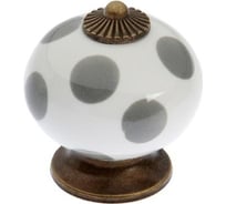 Ручка кнопка ТУНДРА керамическая, цвет белый с серыми кругами 7043265