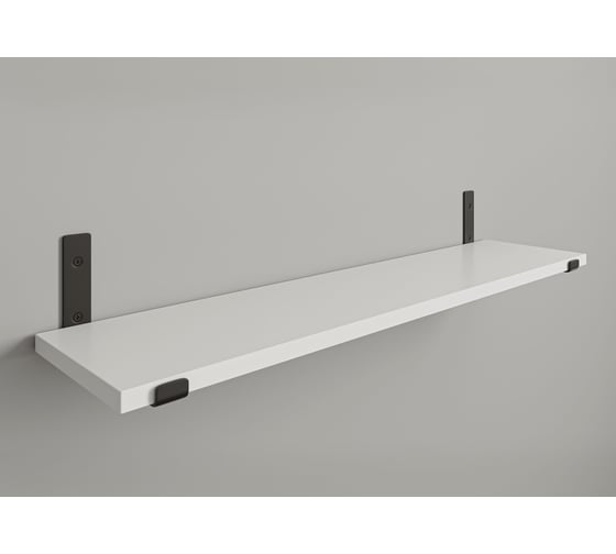Полка ЭЛИМЕТ 80x20 см, белая, с кронштейнами черного цвета БП-00003105