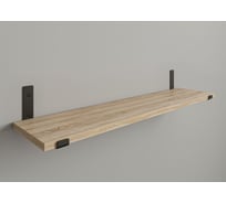 Полка ЭЛИМЕТ 80x25 см, дуб, с кронштейнами черного цвета БП-00003115