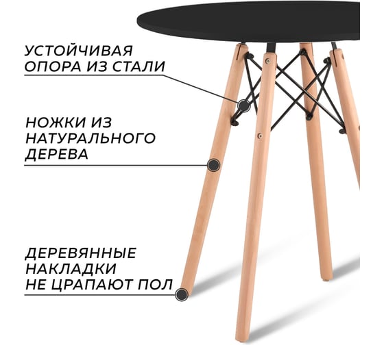 Обеденный стол Ridberg dsw eames черный, 70 см 1211750