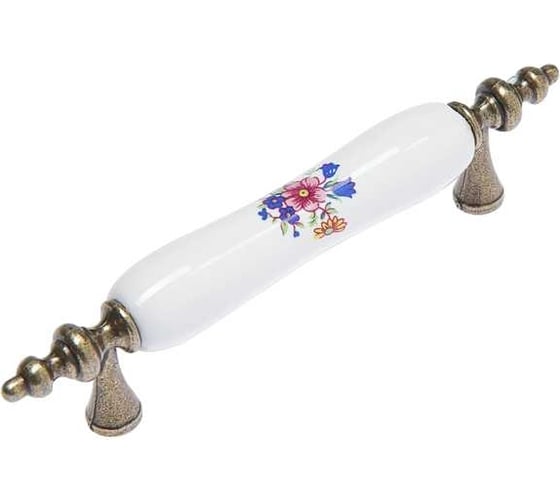 Ручка скоба ТУНДРА FLOWER Ceramics 014, 96 мм, керамическая, с рисунком, цвет бронза 4676293