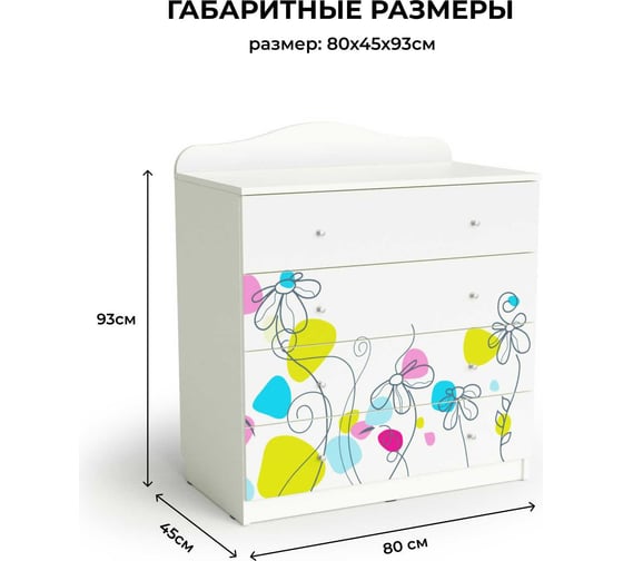 Комод МК Мама цветы, белый шёлк 102052