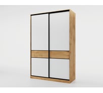 Шкаф-купе МК Мама slim 125x60, дуб вотан, Белый шёлк 102066