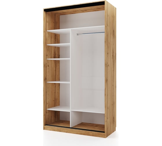 Шкаф-купе МК Мама slim 125x60, дуб вотан, Белый шёлк 102066