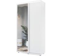 Шкаф-купе МК Мама удачный 120x45, Белый шёлк с зеркалом 102063