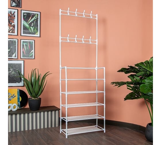 Напольная вешалка для одежды HELEX Home белая W-10 1