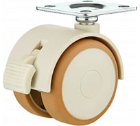 Мебельное колесо Tech-Krep поворотное, пластик, бежевый, площадка, D40, с тормозом - пакет 152325