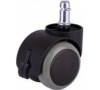 Мебельное колесо Tech-Krep поворотное, обрезиненный пластик, черный, штифт М8, D40, с тормозом - пакет 152342