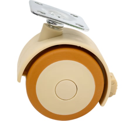 Мебельное колесо Tech-Krep поворотное, пластик, бежевый, площадка, D50, с тормозом - пакет 151205