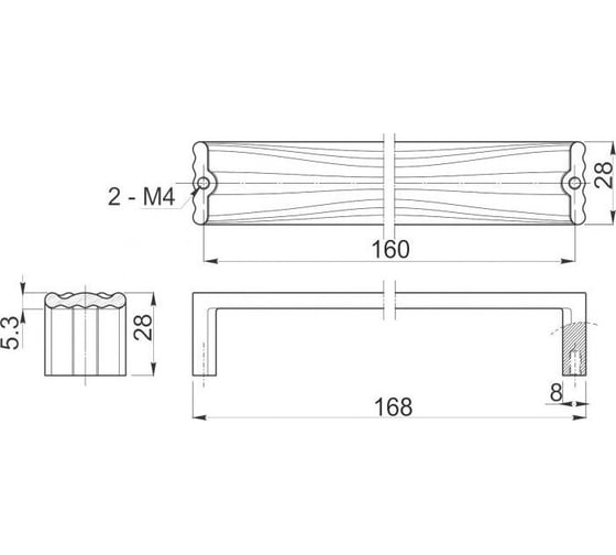 Ручка GTV CADIS 160 мм, хром UZ-CAD160-01