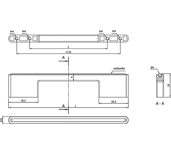 Ручка GTV ASTI 288/320 мм, хром UZ-ASTI288-320-01