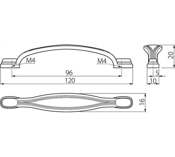 Ручка GTV UZ 10-096-N04 старое золото, WP10, комплект 6 шт UZ-10-096-N04-K