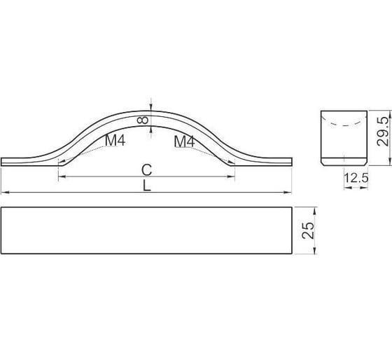 Алюминиевая мебельная ручка GTV UA-OO-319/160 UA-00-319160