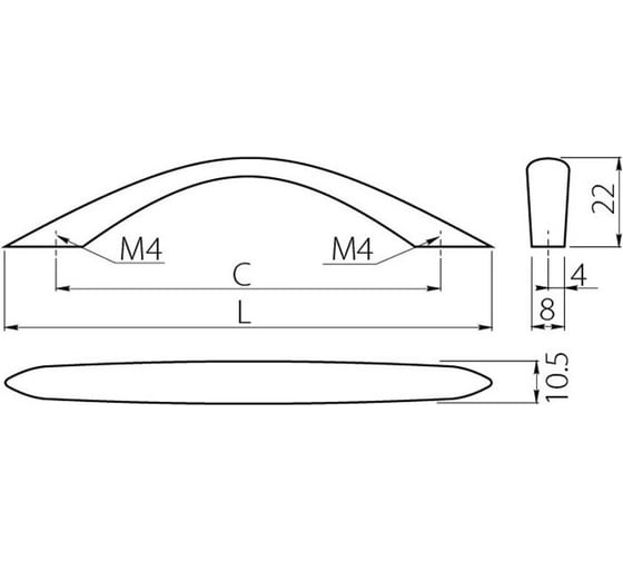 Ручка GTV UZ 01-96 хром, комплект 6 шт UZ-01-096-01-K