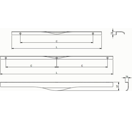 Алюминиевая мебельная ручка GTV PICADO 256/596 матовый хром UA-PICADO-256-596-05