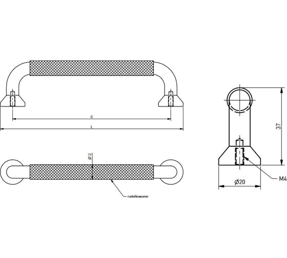 Алюминиевая мебельная ручка GTV UA-STRUCTURE-192 черный матовый UA-STRUCTURE-192-20M