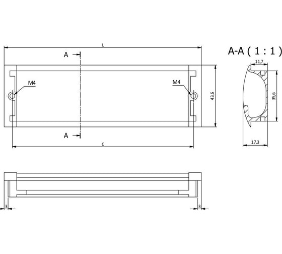 Алюминиевая мебельная ручка GTV UA-OO-326/160 черный матовый UA-00-326160-20M