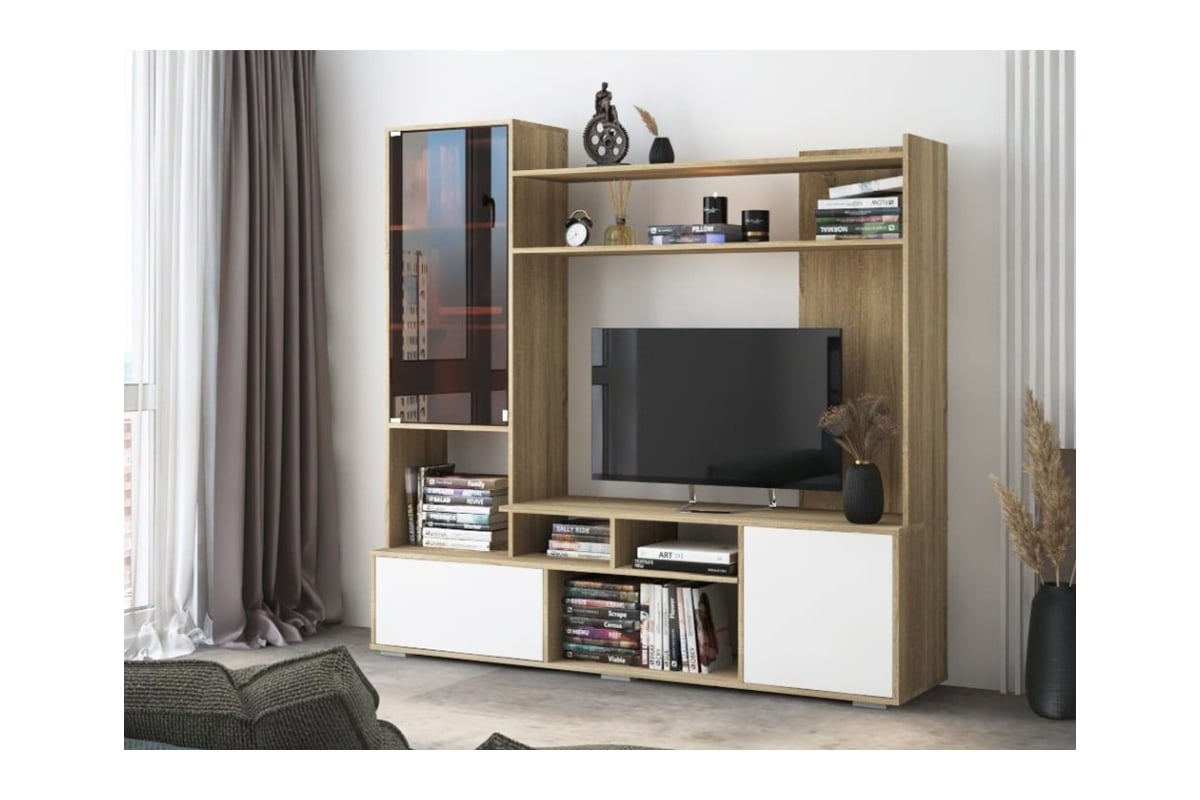 Готовая гостиная Woodville брия сонома / белый 540625 - выгодная цена ...