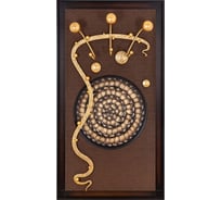 Настенная деревянная вешалка для одежды BOGACHO Heri коричневая 3 крючка с декоративным пано и кованым элементом бронзового цвета 15006/Каштан/ИкБронз