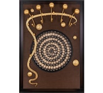 Настенная деревянная вешалка для одежды BOGACHO Heri-2 коричневая 5 крючков с декоративным пано и кованым элементом бронзового цвета 15007/Каштан/ИкБр