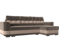 Угловой диван Лига диванов Честер правый основа велюр коричневый, компаньон велюр бежевый 100010