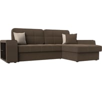 Угловой диван Лига диванов Брюссель правый полностью рогожка коричневая 29392